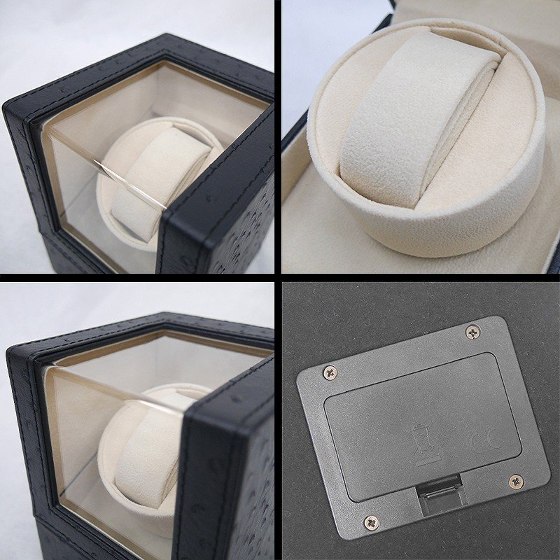 ワインディングマシーン ウォッチワインダー 1本巻き 自動巻き時計 静音 腕時計 インテリア オーストリッチ PUレザー WM-01OJ_画像8