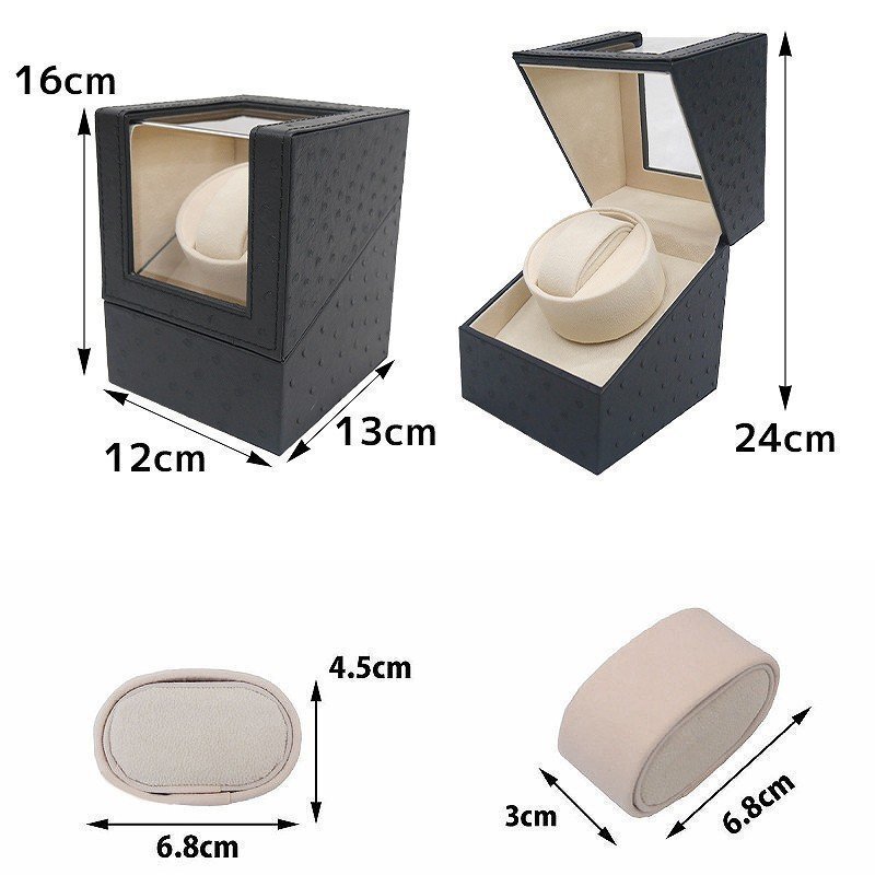 ワインディングマシーン ウォッチワインダー 1本巻き 自動巻き時計 静音 腕時計 インテリア オーストリッチ PUレザー WM-01OJ_画像10