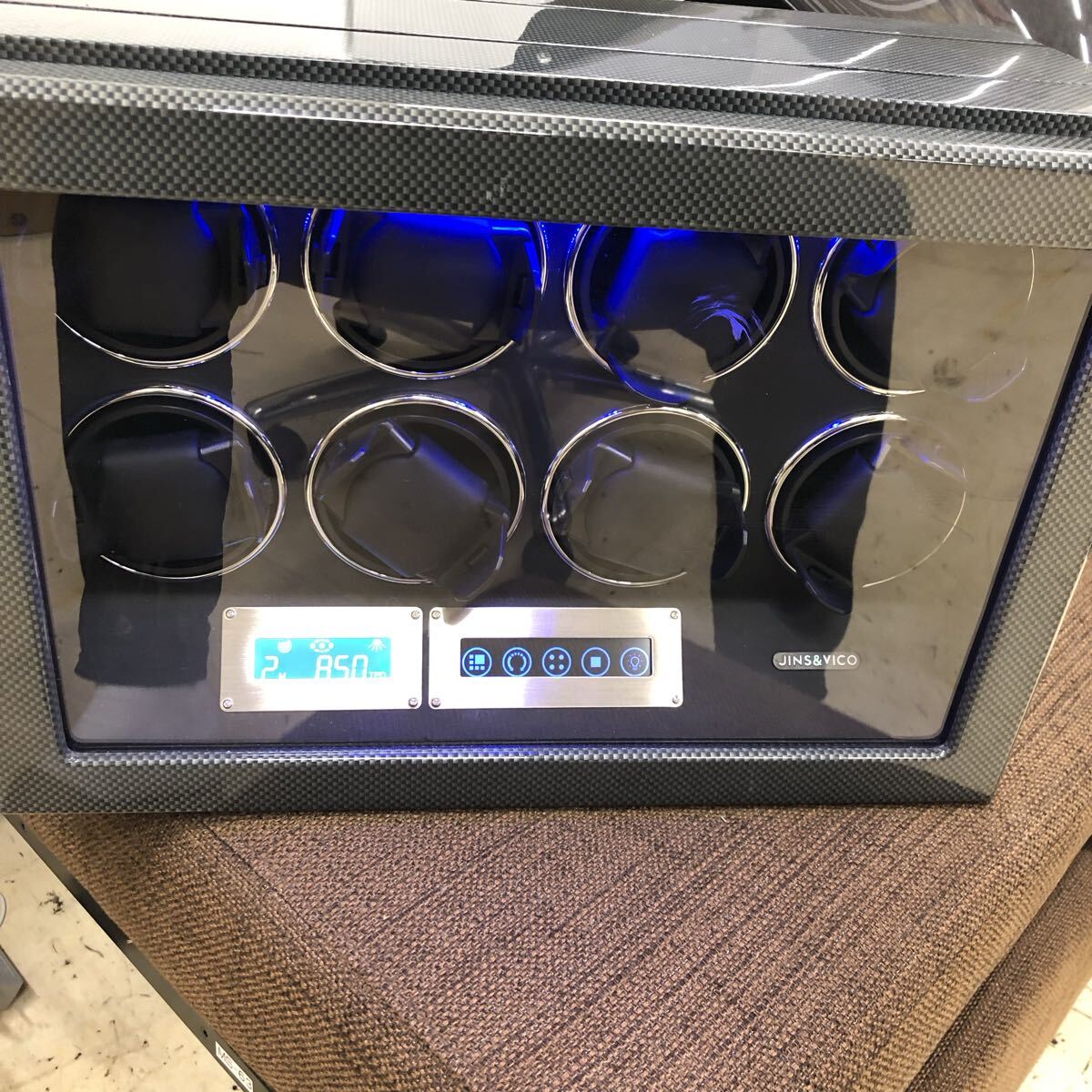 ② JINS&VICO 8本巻き上げ ウォッチワインダー ワインディングマシーン　通電確認済み_画像9
