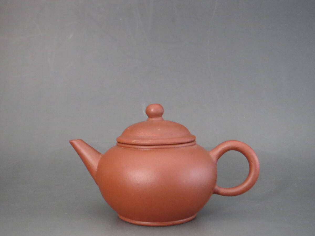 初だし★中国宣興　急須　朱泥　蓋裏・底款　紫砂壺　煎茶道具★検)唐物・茶道具・煎茶_画像1