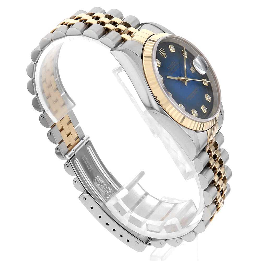 ロレックス デイトジャスト 10Pダイヤ 16233G ブルー グラデーション T番 中古 メンズ 腕時計 14GMROAU0309_画像3