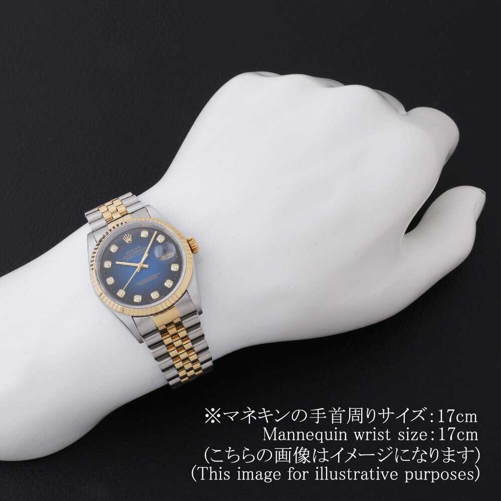 ロレックス デイトジャスト 10Pダイヤ 16233G ブルー グラデーション T番 中古 メンズ 腕時計 14GMROAU0309_画像6