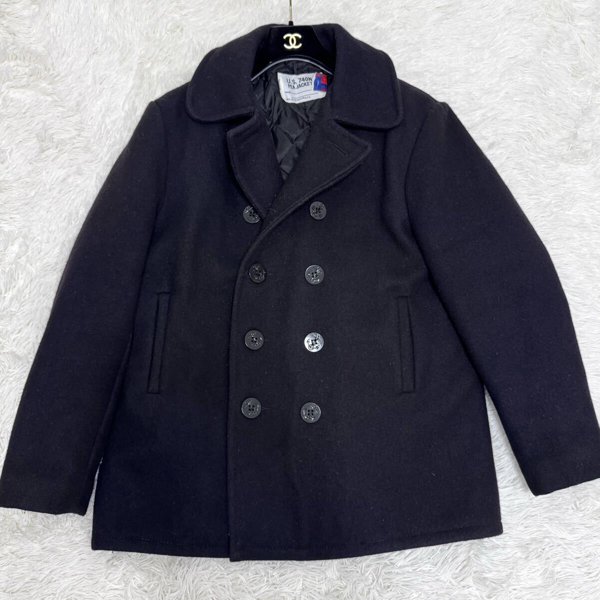 【超希少】XXLサイズ ショット Schott ピーコート Pコート USA製 米国製 740N ブラック 黒 メンズ コート アウター キルティング 42サイズ_画像1