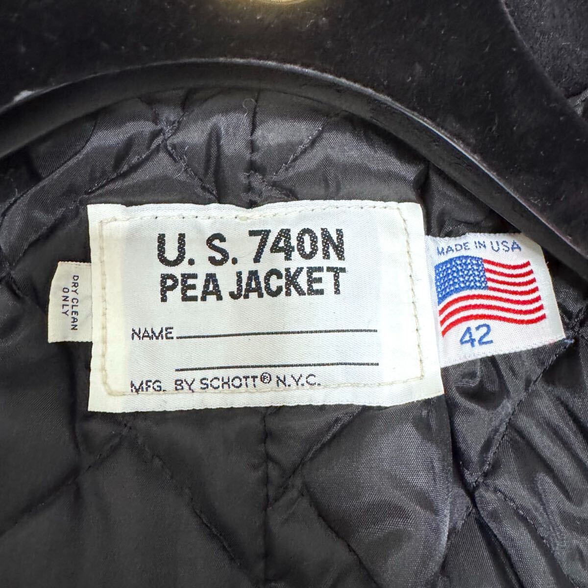 【超希少】XXLサイズ ショット Schott ピーコート Pコート USA製 米国製 740N ブラック 黒 メンズ コート アウター キルティング 42サイズ_画像4