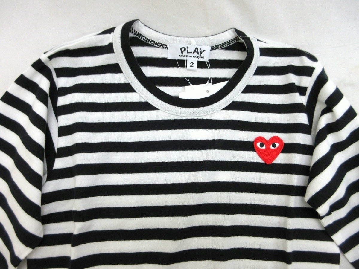 PLAY COMME des GARCONS プレイコムデギャルソン 長袖ボーダーカットソー タグ付き 2 AZ-T663 綿100%_画像3