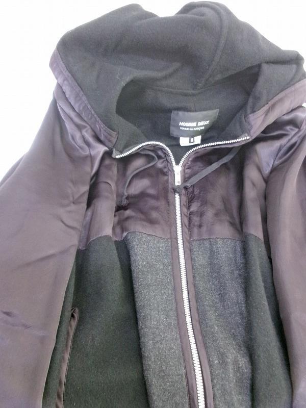 COMME des GARCONS HOMME DEUX コムデギャルソン オム ドゥ フードコート M DD-C005 AD2019 ブラック 毛90% ナイロン10%_画像3