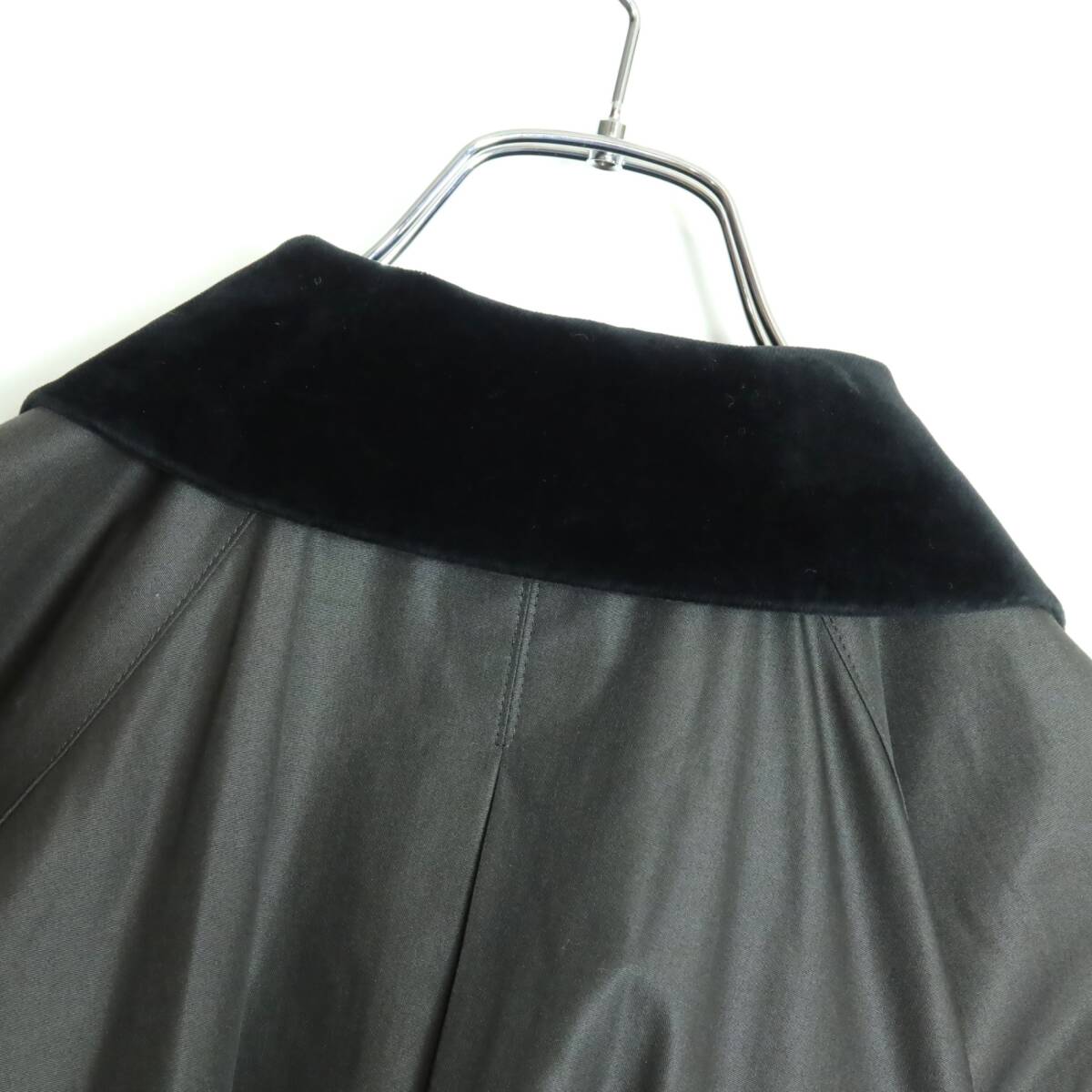 FOXEY ブティックライン★大人上品♪ハーフコート サイズF チャコール系 ベロアの襟付き♪無地 z15210_画像7