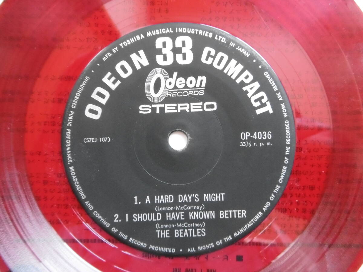 супер-скидка красный запись подлинная вещь!1964 год примерно?CP Beatles .... прийти /A Hsrd Day's Night/ compact запись / покупка час!!