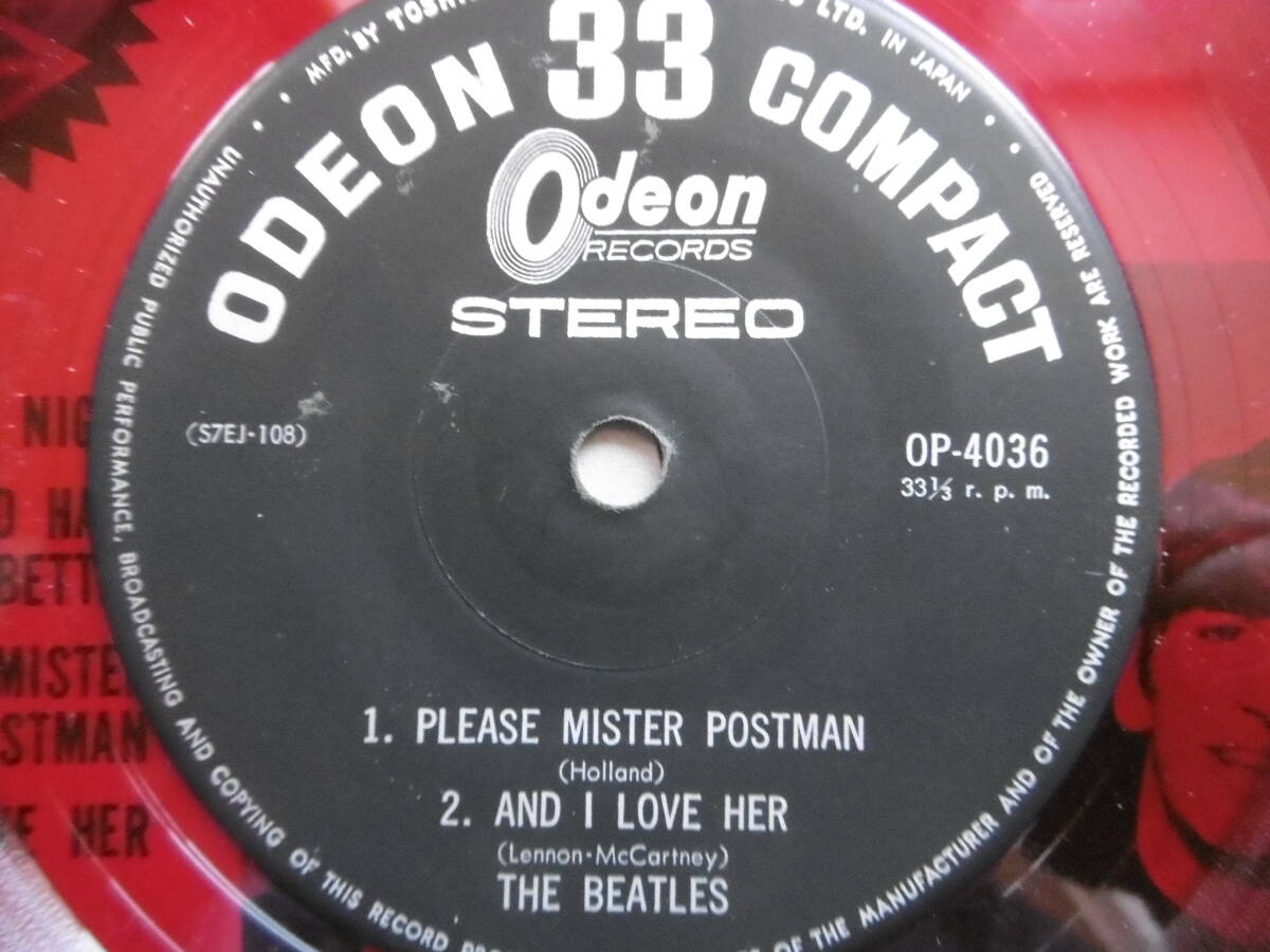 супер-скидка красный запись подлинная вещь!1964 год примерно?CP Beatles .... прийти /A Hsrd Day's Night/ compact запись / покупка час!!