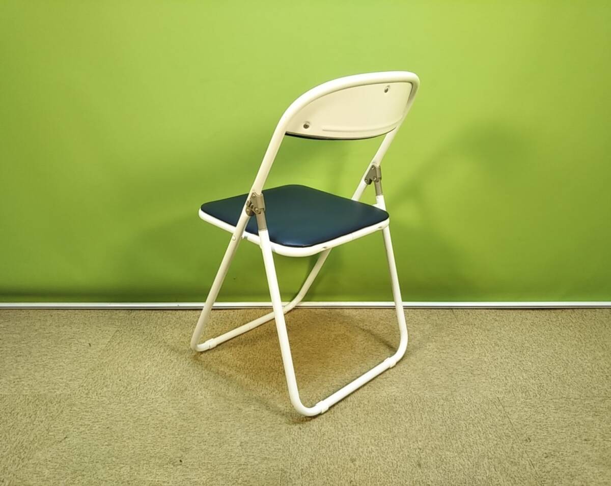 【全国送料無料】▼折りたたみイス　パイプ椅子　折りたたみ椅子▼藤沢工業▼WF-103　ネイビー▼中古品▼A-1569_画像5