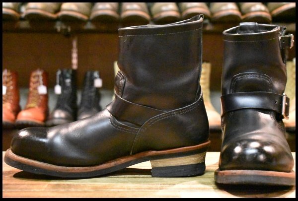 【10D 良品 10年】レッドウィング 2976 ショート エンジニア 黒 ブラッククローム スチールトゥ ブーツ redwing HOPESMORE_画像1