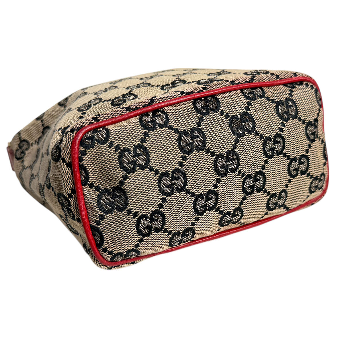 J6305 グッチ GG柄 バニティバッグ グレー×レッド GUCCI_画像5