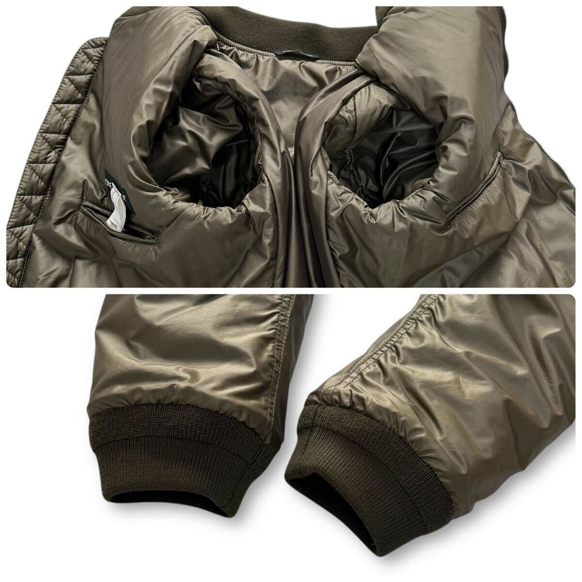 希少XLドルチェ&ガッバーナ MA-1 ボンバージャケット ロゴプレート ヘリンボーン 切り替え DOLCE&GABBANA カーキ メンズ 52 国内正規品_画像8