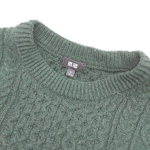 * ⊇ UNIQLO Uniqlo осень-зима casual длинный рукав кабель вязаный размер XL moss green серия мужской E