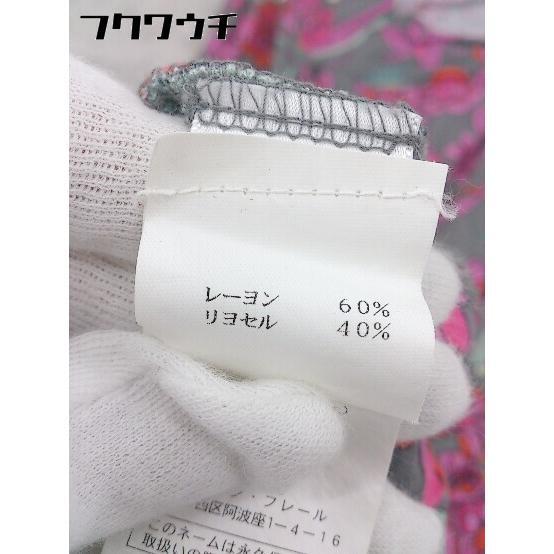 ◇ ◎ JUICY COUTURE 総柄 ウエストリボン付き 半袖 膝丈 ワンピース サイズP グレー ピンク系 レディース_画像6