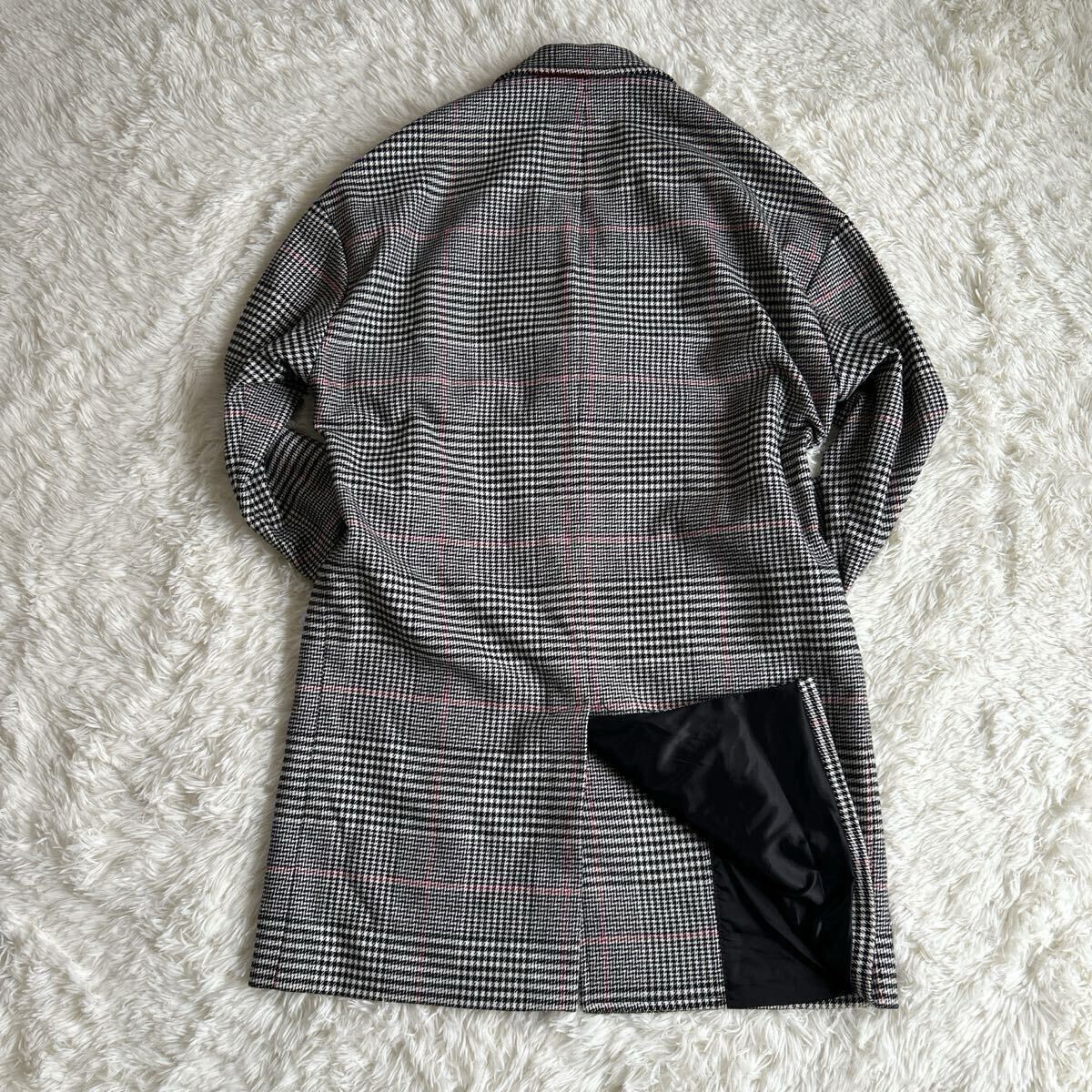 美品/Lサイズ★ザラ『抜群の存在感』ZARA MAN チェスターコート ロングコート 千鳥格子柄 グレンチェック ウール メンズ _画像5