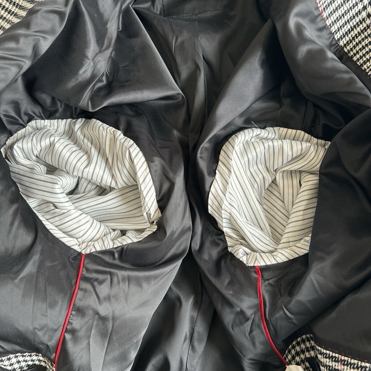 美品/Lサイズ★ザラ『抜群の存在感』ZARA MAN チェスターコート ロングコート 千鳥格子柄 グレンチェック ウール メンズ _画像8