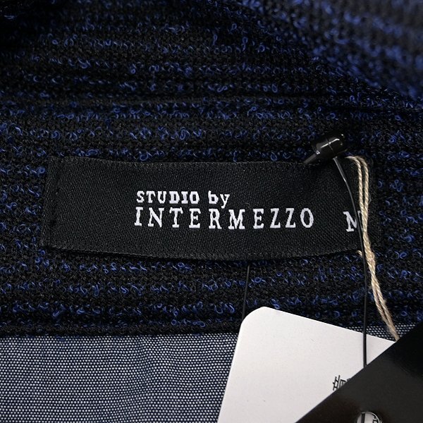 新品 インターメッツォ 秋冬 裏フリース ツイード ニット シャツ ブルゾン L 紺 【J53651】 メンズ STUDIO by INTERMEZZO ジャケット_画像10