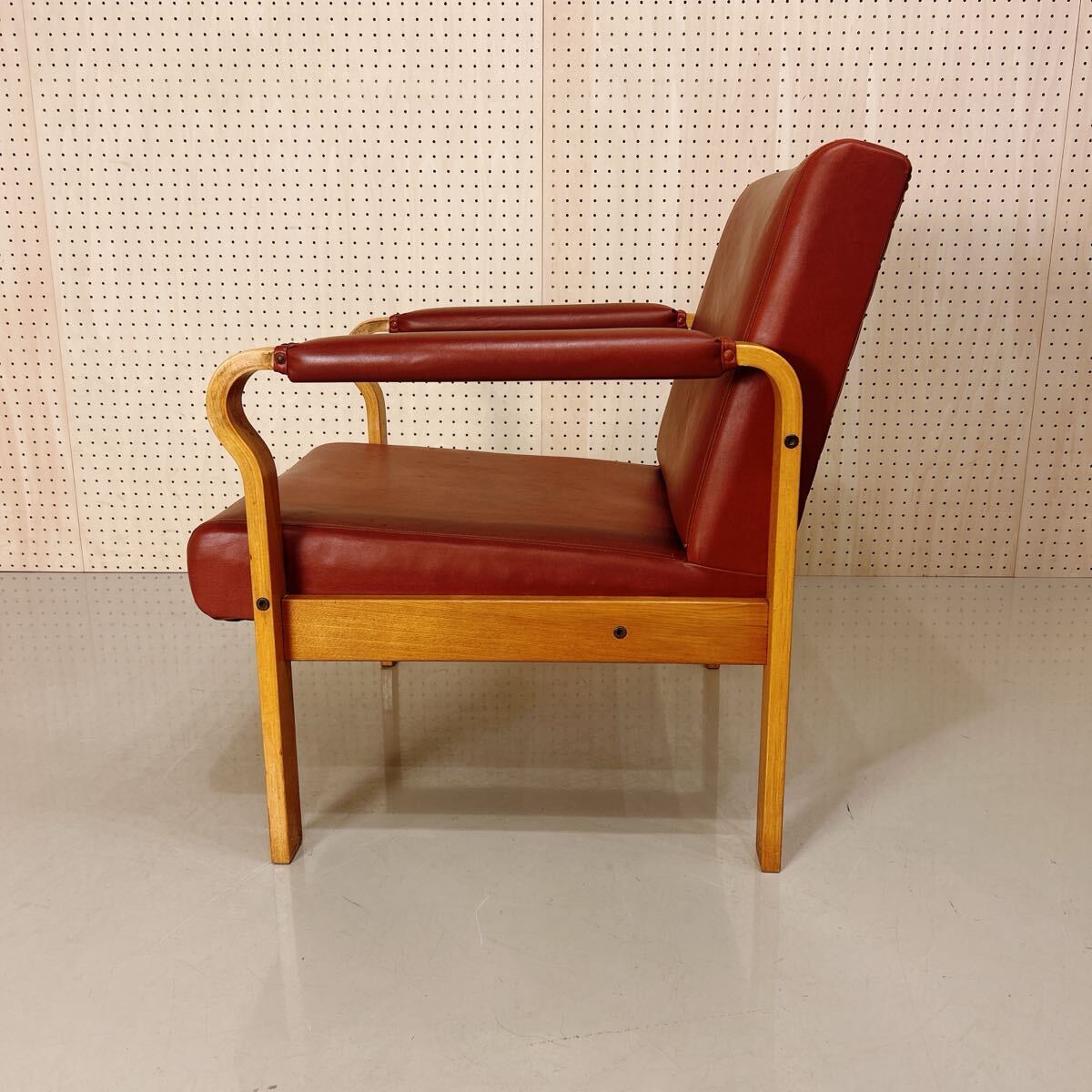 70年代 ヴィンテージ 曲木 ブラウンレザー イージーチェア 1人掛けソファ B / ミッドセンチュリー ジャバニーズモダン レトロ モダン_画像4