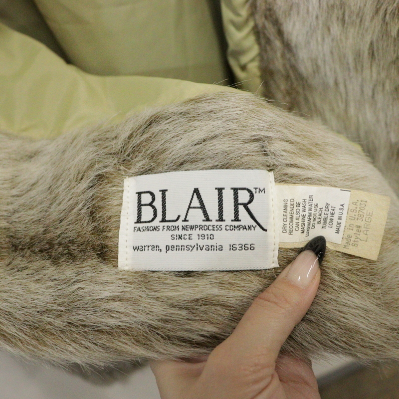 q233 80sビンテージ BLAIR フェイクファージャケット USA製■1980年代製 表記Lサイズ ベージュ アメカジ ストリート サイケ アンティーク_画像3