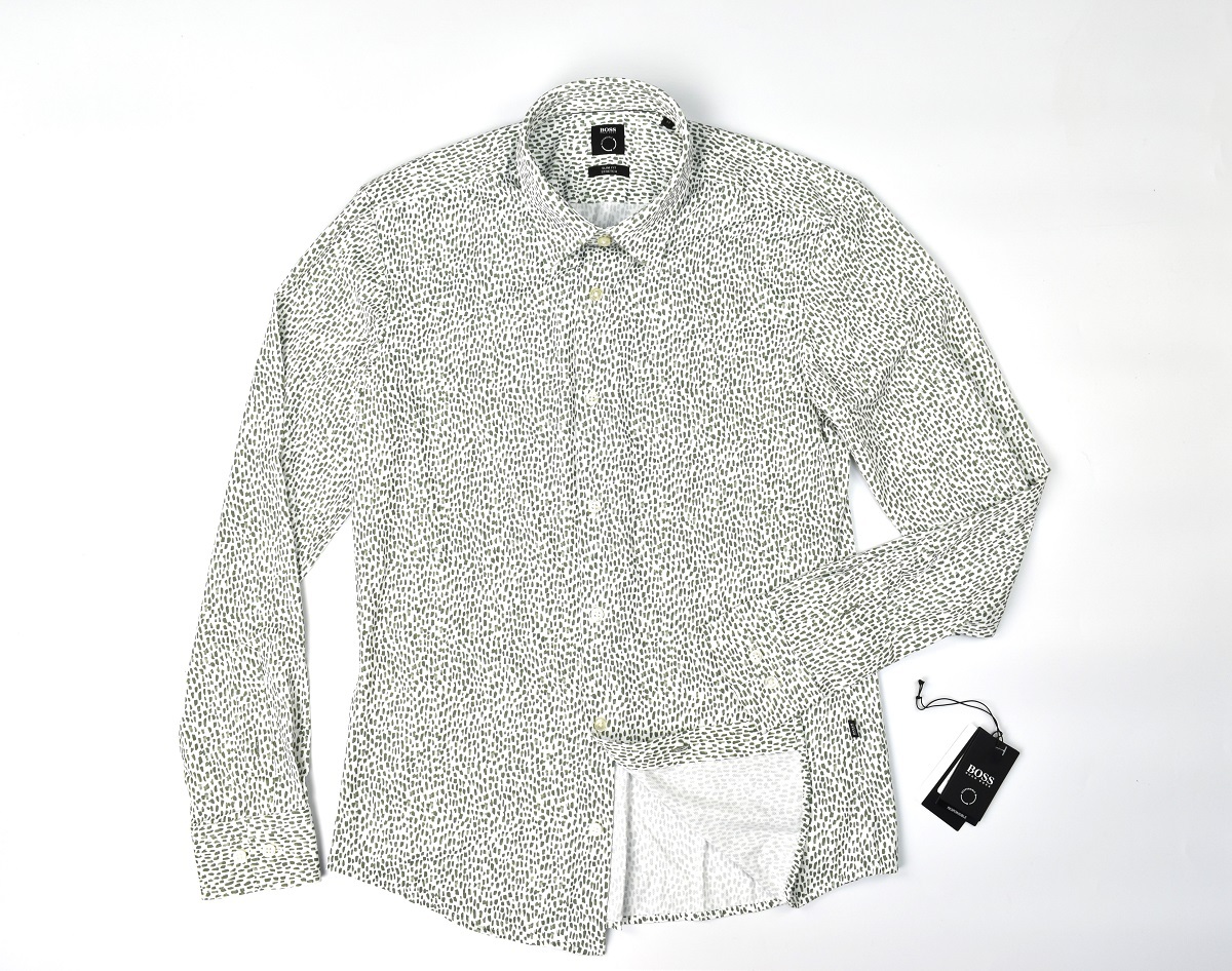 ヒューゴ・ボス】しっとり肌触り スリムフィットストレッチ シャツ_画像1