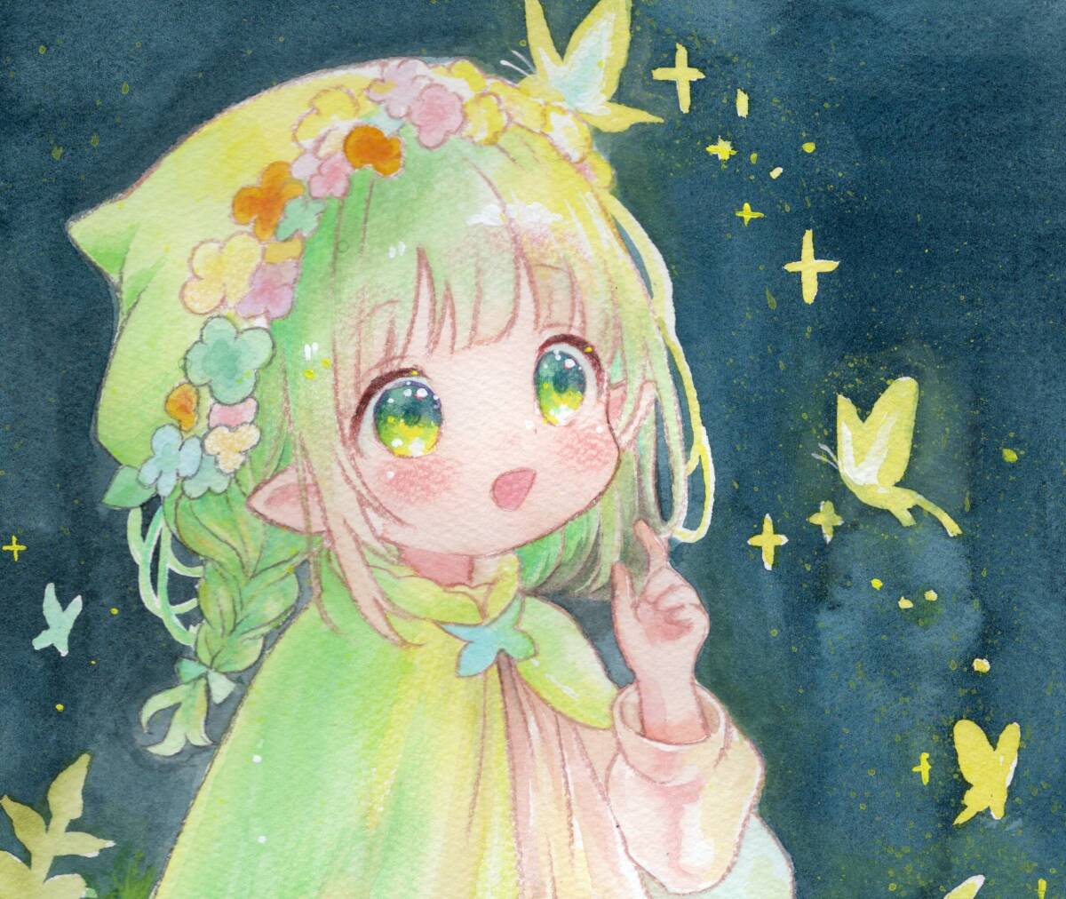  оригинал A4 ручные иллюстрации [ лес. .....] акварельная живопись симпатичный девочка искусство meruhen фэнтези пастель книга с картинками 