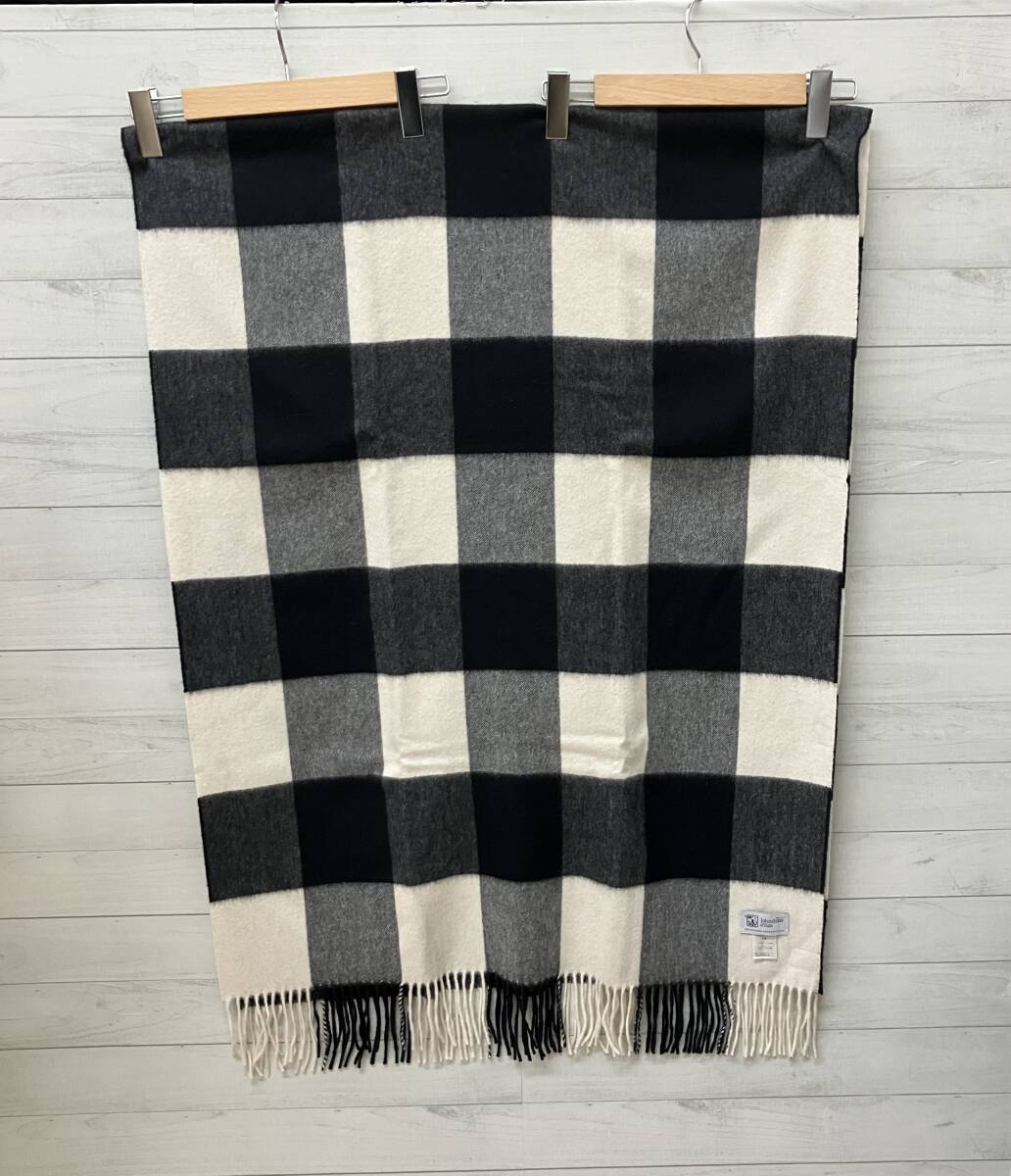 Johnstons of Elgin ジョンストンズオブエルガン 大判ストール カシミア100% ブラック ホワイト グレー チェック_画像2
