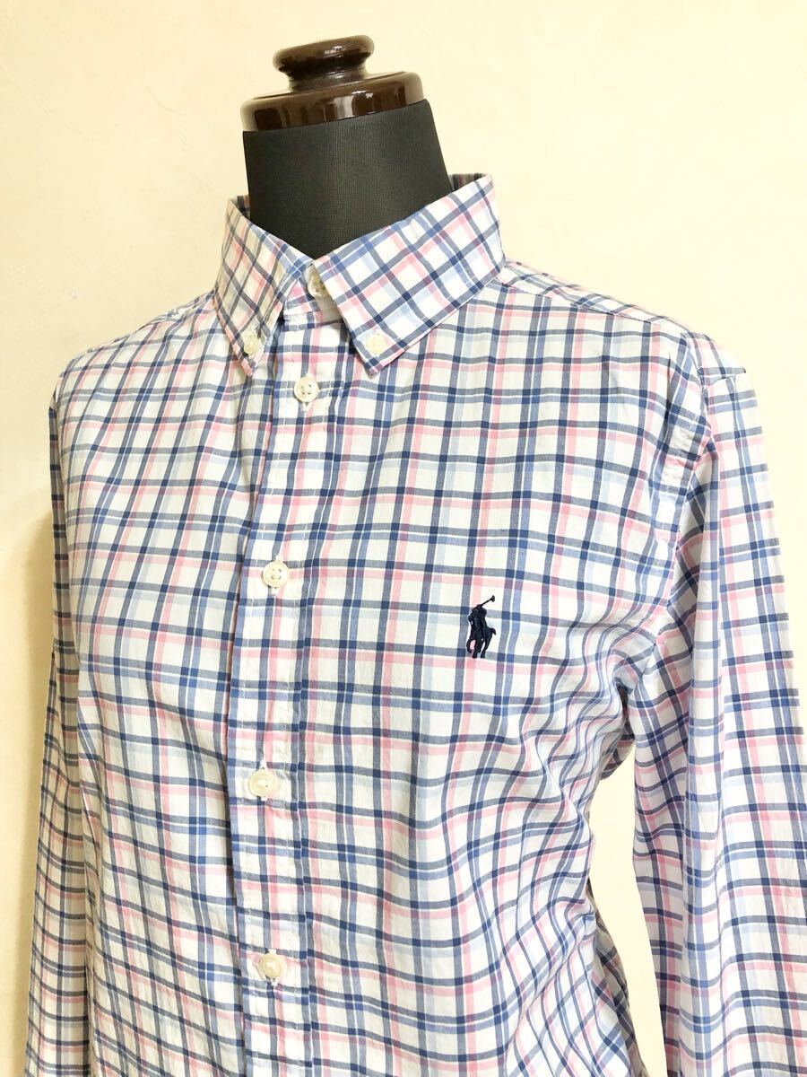 【新品】 Polo Ralph Lauren ポロ ラルフローレン ボタンダウン タータンチェックシャツ トップス ジュニアサイズL (14-16) 長袖 白 紺 桃_画像7