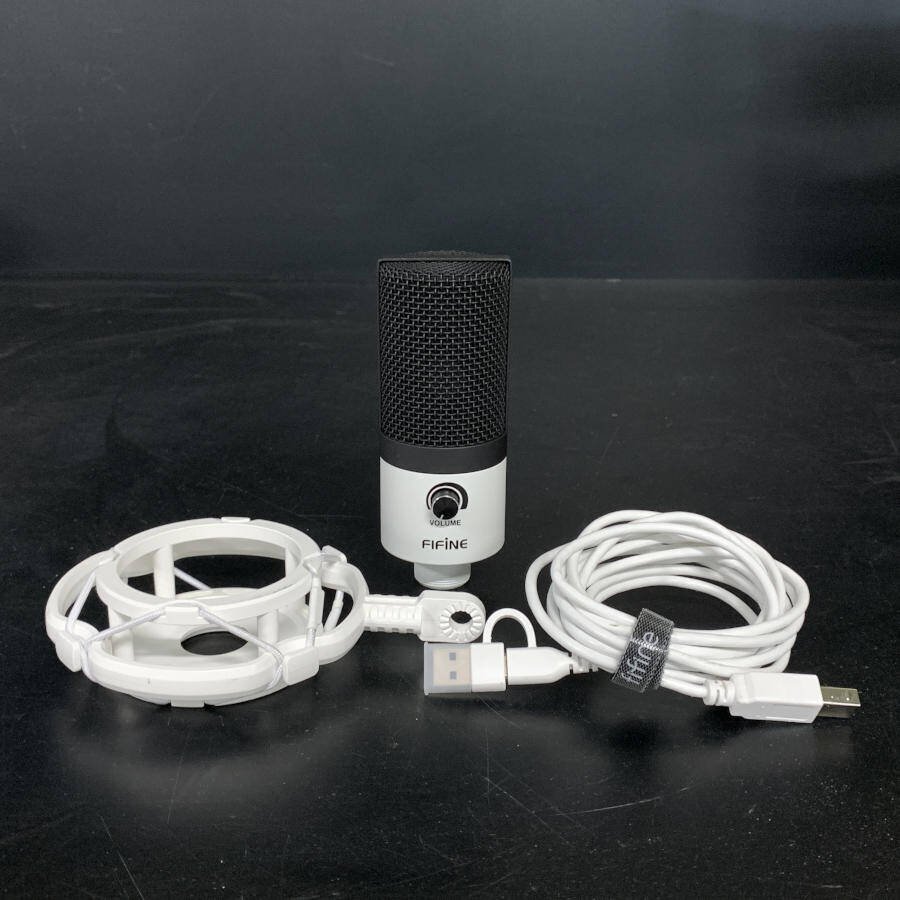 FIFINE USBコンデンサーマイク 単一指向性 カーディオイド 録音・配信向け ショックマウント・USBケーブル付◆動作未確認品_画像1