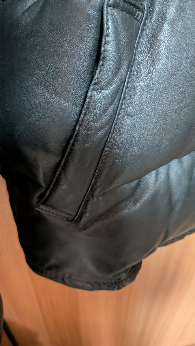 SCHOTT 42 xl 2XL レザー ダウンジャケット ショット ブラック レザーダウンジャケット Schott_画像5