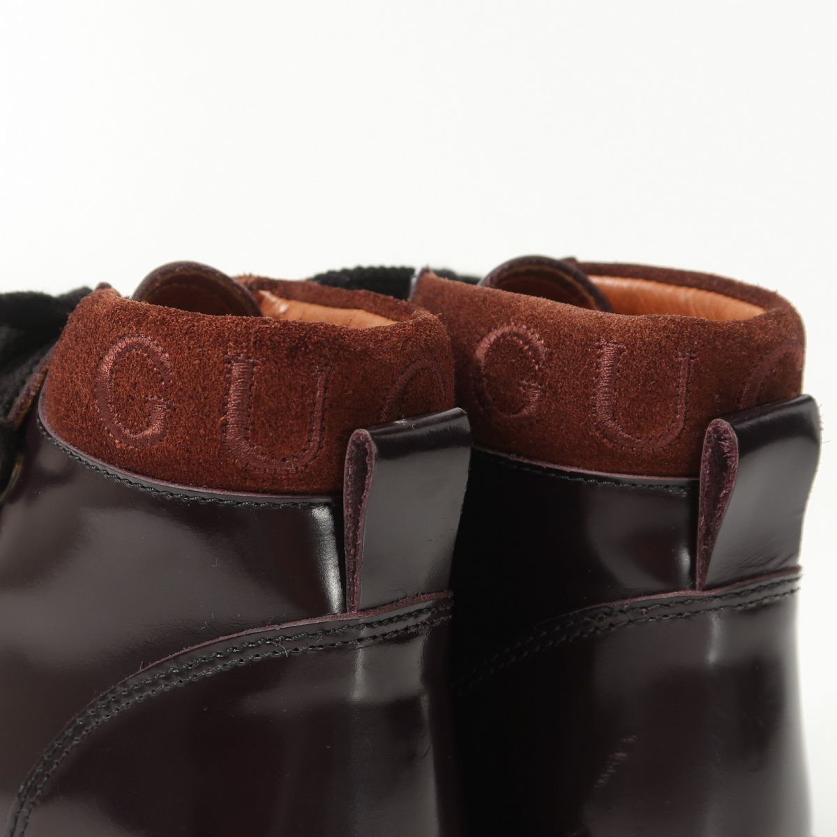 GS3398△イタリア製 GUCCI グッチ レザー×スエード*104 0153*レースアップ ショートブーツ マウンテンブーツ 靴 ダークブラウン系 size36_画像6
