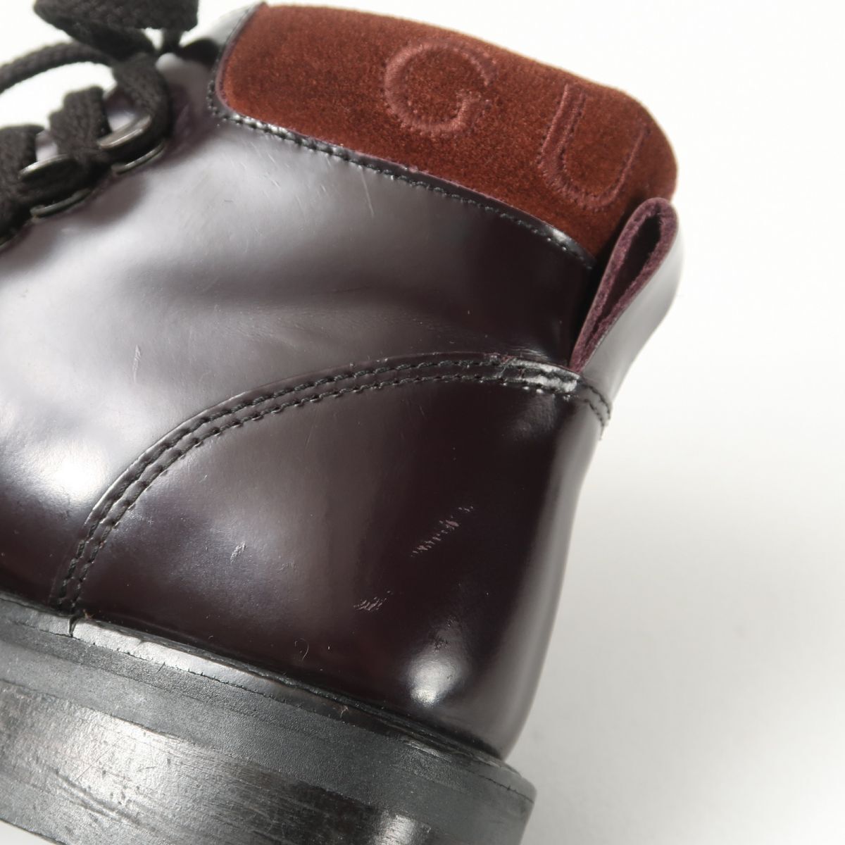 GS3398△イタリア製 GUCCI グッチ レザー×スエード*104 0153*レースアップ ショートブーツ マウンテンブーツ 靴 ダークブラウン系 size36_画像9