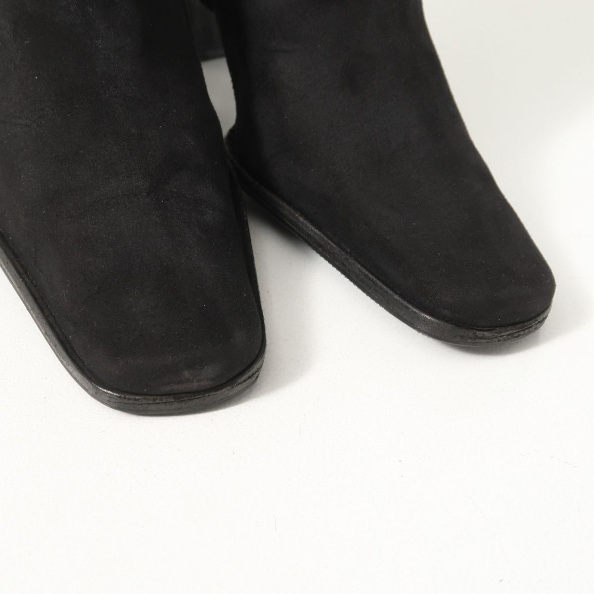 GS3519△イタリア製 GUCCI グッチ 37.5C/24.5cm相当 スエードレザー×パテント サイドファスナー スクエアトゥ ロングブーツ 靴 ブラック系_画像6