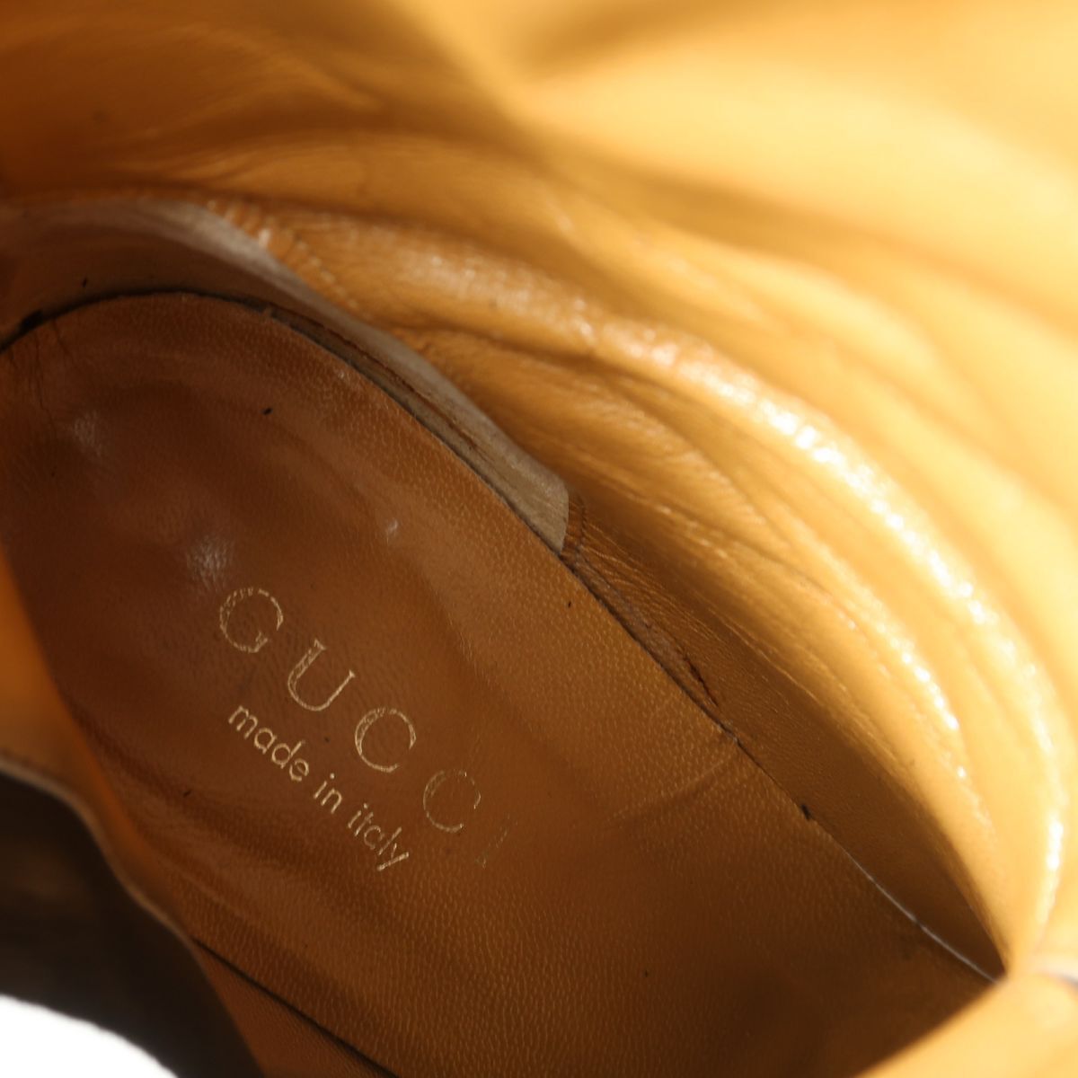 GS3519△イタリア製 GUCCI グッチ 37.5C/24.5cm相当 スエードレザー×パテント サイドファスナー スクエアトゥ ロングブーツ 靴 ブラック系_画像9