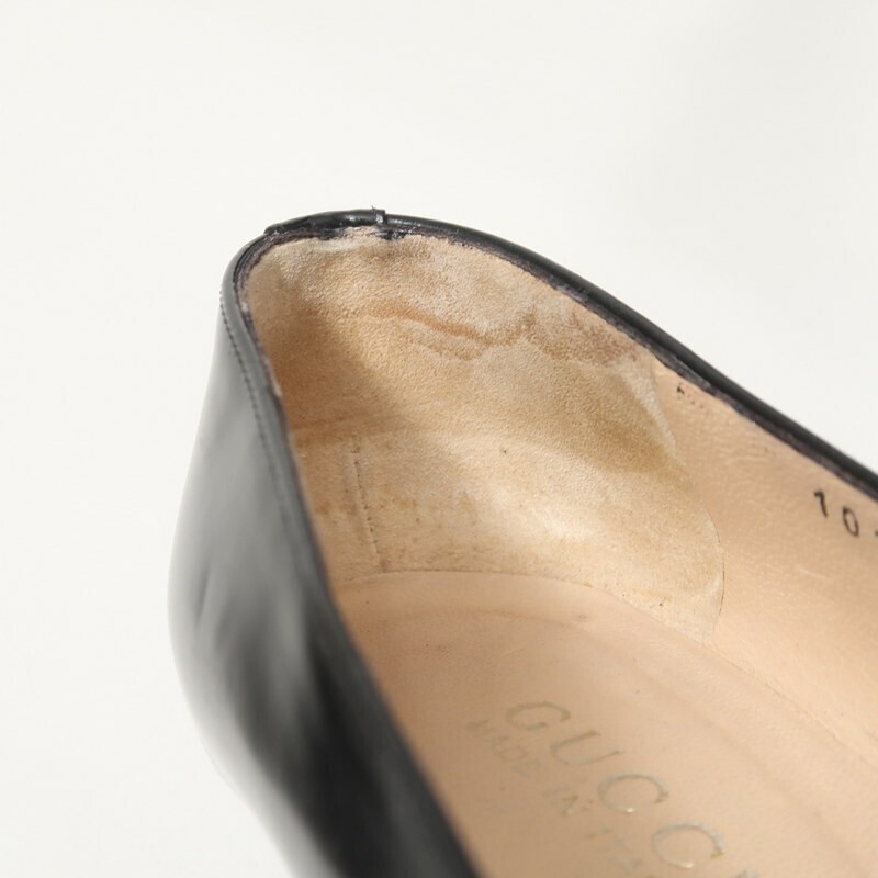 SGS4976〇イタリア製*GUCCI グッチ*ホースビット レザー チャンキーヒール パンプス*7B(24cm相当)*靴*ブラック_画像7