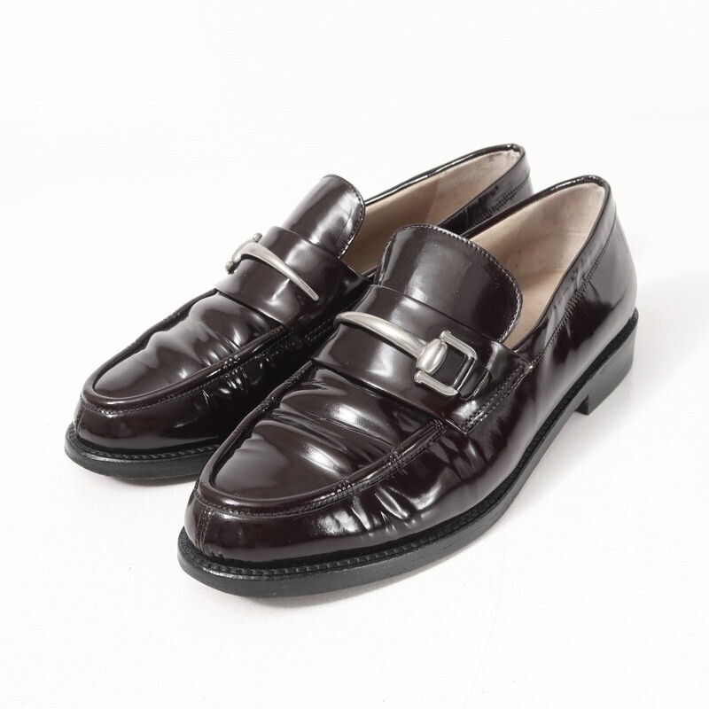 SGS5075〇イタリア製*グッチ GUCCI*パテントレザー*ローファー*35 1/2C(22.5cm相当)*靴*ダークブラウン系_画像1