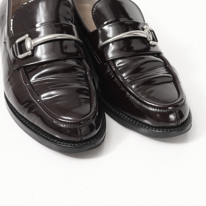 SGS5075〇イタリア製*グッチ GUCCI*パテントレザー*ローファー*35 1/2C(22.5cm相当)*靴*ダークブラウン系_画像4