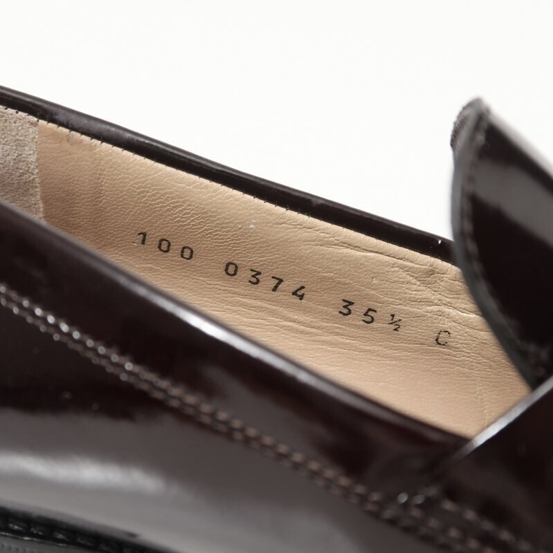 SGS5075〇イタリア製*グッチ GUCCI*パテントレザー*ローファー*35 1/2C(22.5cm相当)*靴*ダークブラウン系_画像6