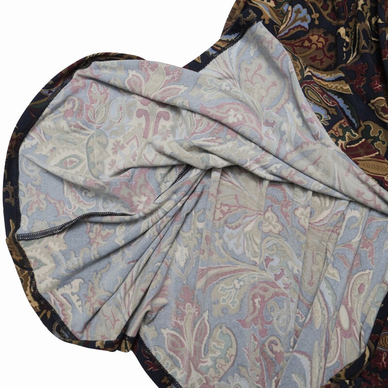 TJ7215〇ローレンラルフローレン*ジャージー*ペイズリー柄 総柄*ウエスト紐*ロングワンピース*サイズM*ネイビー系/マルチカラー_画像6