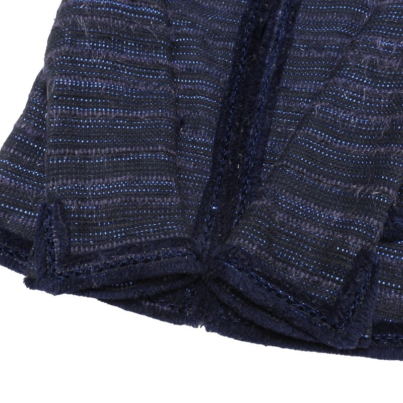 TJ1709*DUAL VIEW デュアルヴュー ツイードジャケット ノーカラージャケット Size 42 ネイビー系 メタリックカラー_画像4