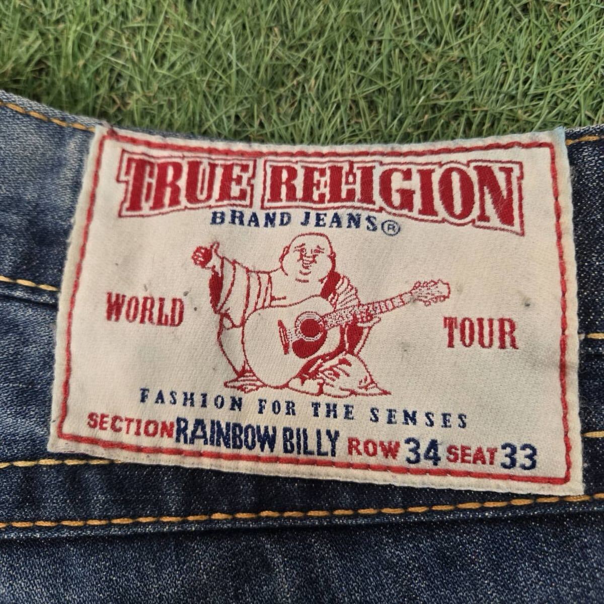 TRUE RELIGION RAINBOW BILLY 34X33 USA製 トゥルーレリジョン デニムビッグステッチジーンズメンズ【希少】 現状品／1円スタート_画像2