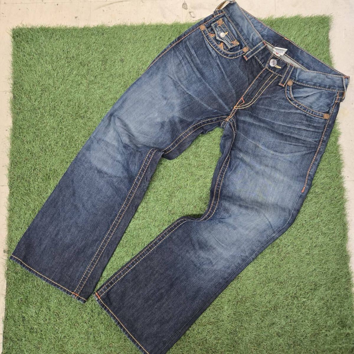 TRUE RELIGION RAINBOW BILLY 34X33 USA製 トゥルーレリジョン デニムビッグステッチジーンズメンズ【希少】 現状品／1円スタート_画像3