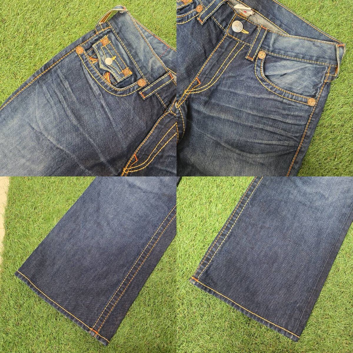 TRUE RELIGION RAINBOW BILLY 34X33 USA製 トゥルーレリジョン デニムビッグステッチジーンズメンズ【希少】 現状品／1円スタート_画像4