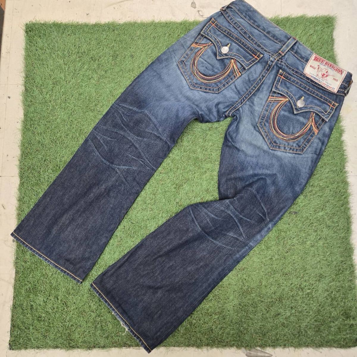 TRUE RELIGION RAINBOW BILLY 34X33 USA製 トゥルーレリジョン デニムビッグステッチジーンズメンズ【希少】 現状品／1円スタート_画像5