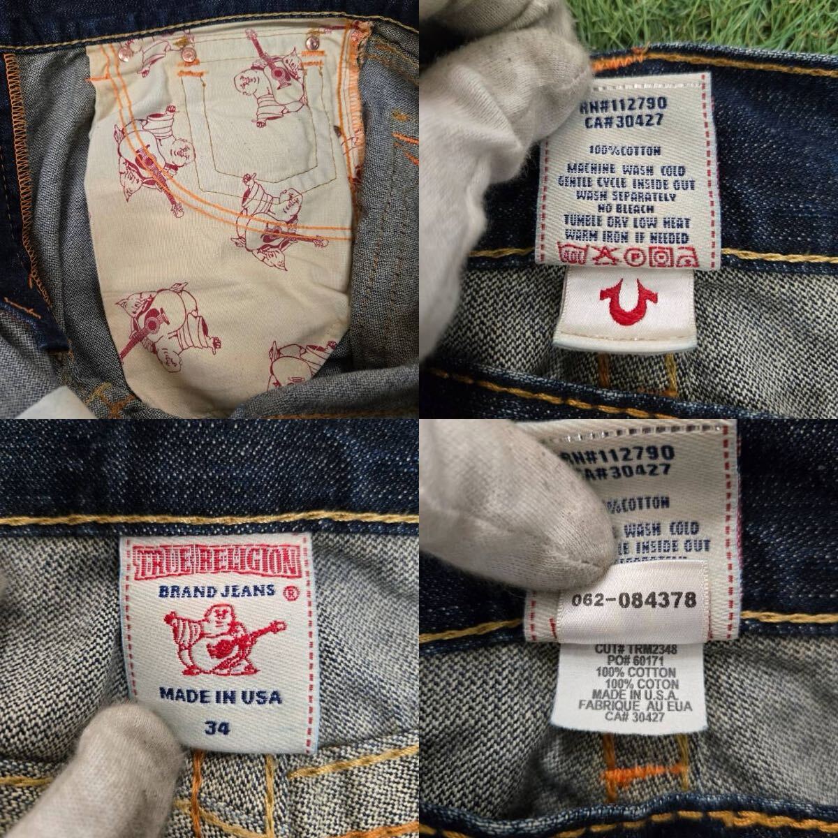 TRUE RELIGION RAINBOW BILLY 34X33 USA製 トゥルーレリジョン デニムビッグステッチジーンズメンズ【希少】 現状品／1円スタート_画像7