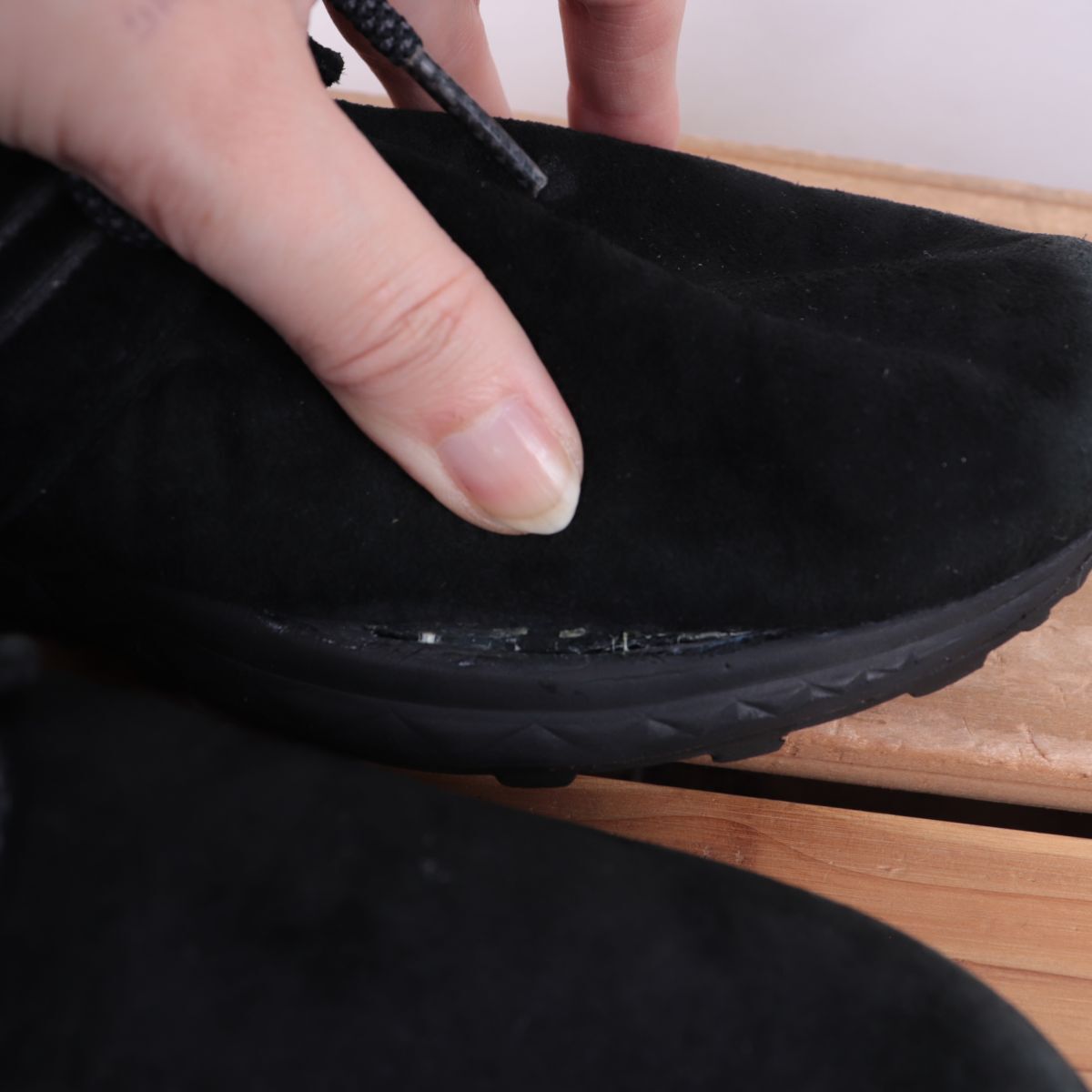 z3857【574】ニューバランス US8 26.0cm/黒 ブラック スウェード生地 newbalance メンズ スニーカー 中古_画像8