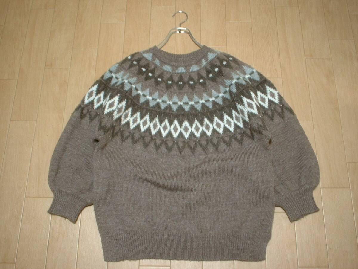 FREAK'S STOREノルディック柄ウールセーターFREEレディース正規F19-LTK-17フリークスストア杢ブラウングラデネイティブ柄フィッシャーマン_画像4