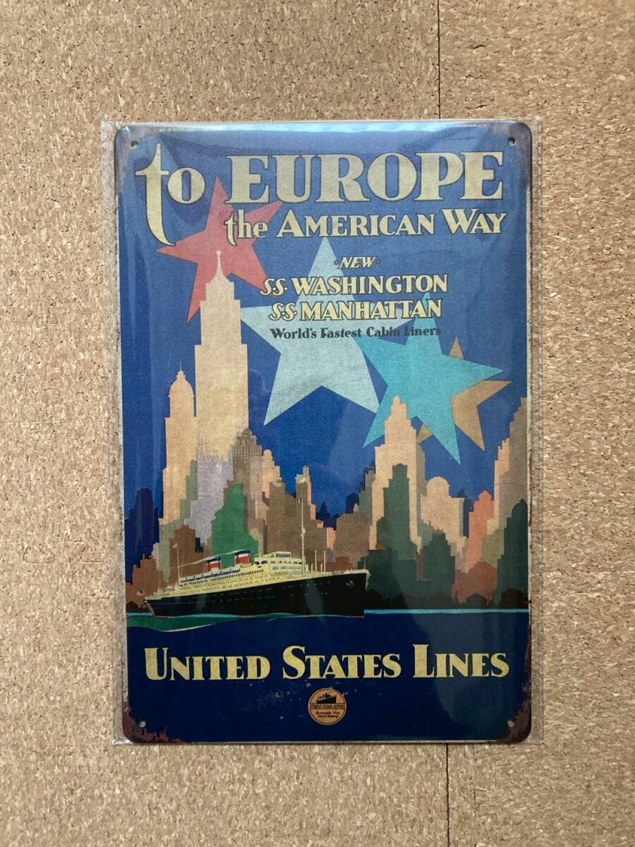  Europe путешествие . роскошный пассажирское судно жестяная пластина табличка metal автограф plate american смешанные товары wall декоративный элемент retro Vintage способ под старину 