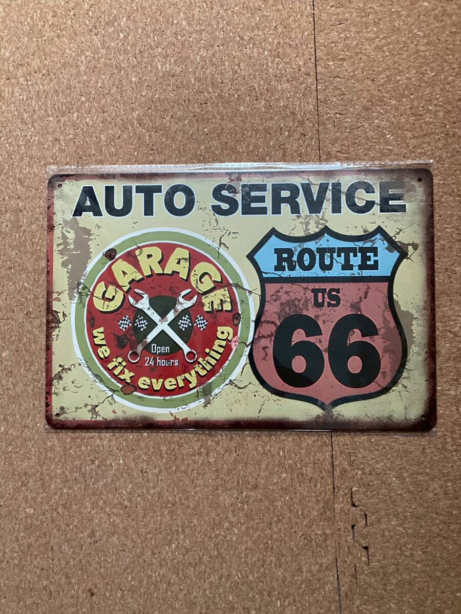  route 66 гараж Logo ROUTE US 66 орнамент retro Vintage жестяная пластина табличка metal автограф plate american смешанные товары wall декоративный элемент 