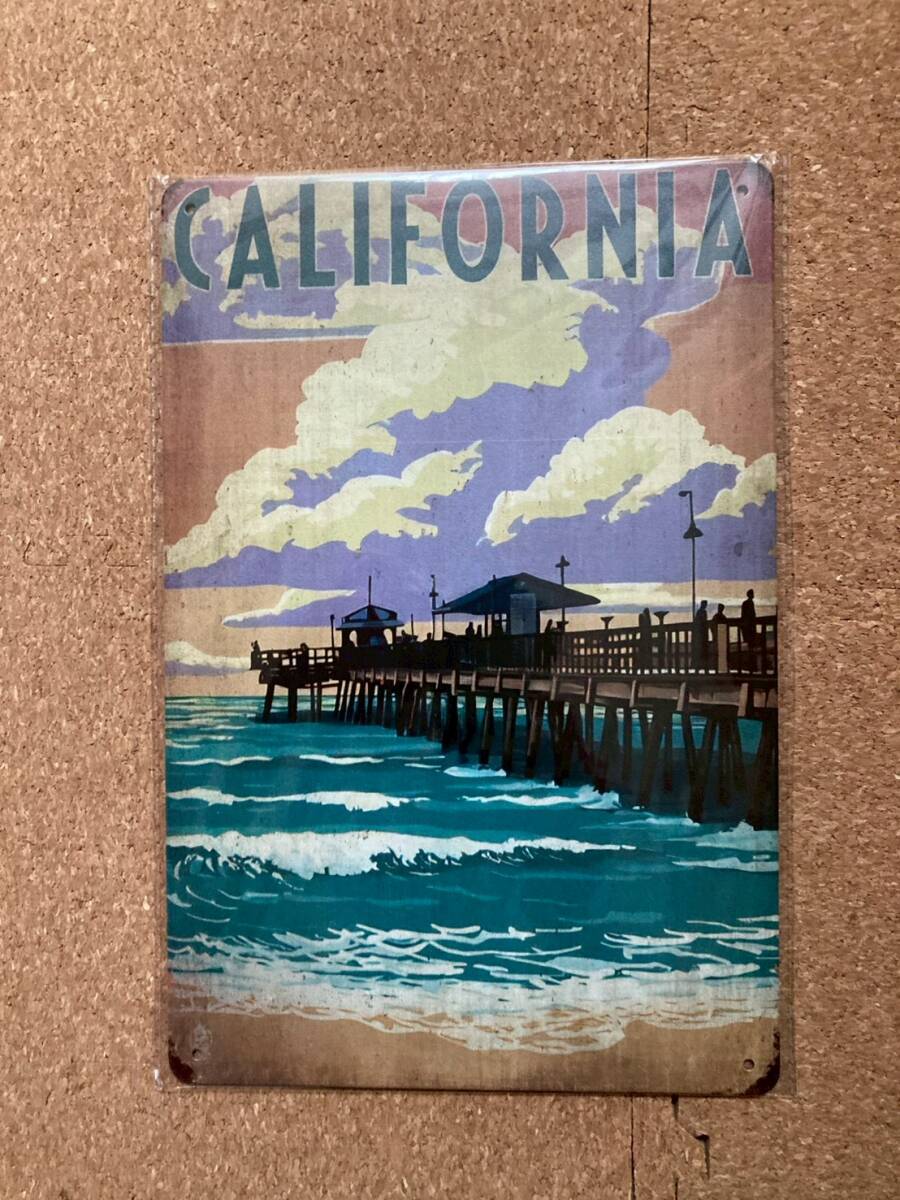  California ..a листовка пляж * Piaa жестяная пластина табличка metal автограф plate american смешанные товары wall декоративный элемент retro Vintage античный 